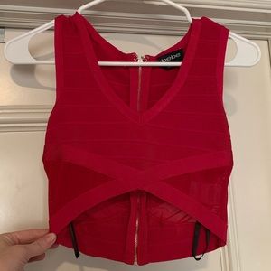 Bebe Red body con crop top